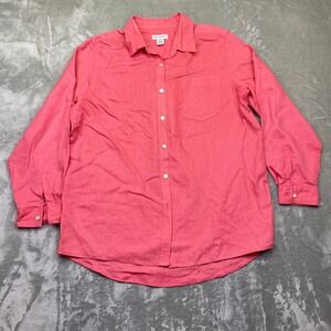 Pure‎ & Simple Pink Linen Button Down Long Sleeve Shirt Women's Size L